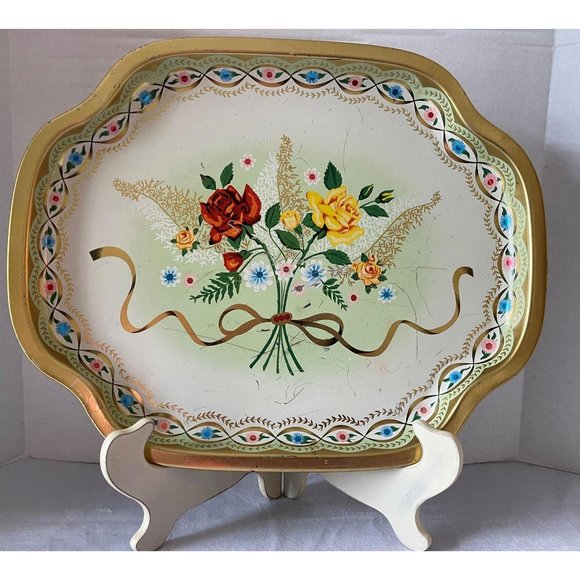 English Floral Metal Tray - Picture 1 of 4
